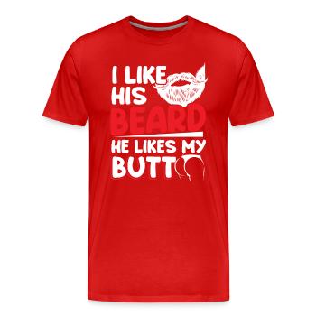 Couples Relationship Beard Lovers - Men's Premium Organic T-Shirt - red - Front - Damien (186cm)