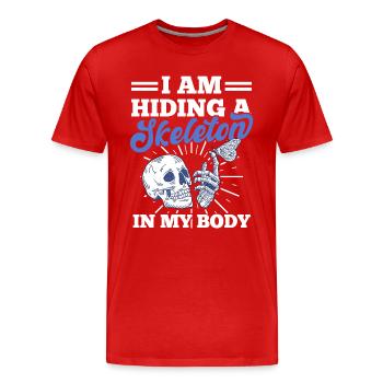 Grufti Schädel Skelett Menschlicher Körper - Männer Premium Bio T-Shirt - Rot - Vorne - Damien (186cm)