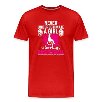 Sous-estimer le handicap d’une fille - T-shirt bio Premium Homme - rouge - Devant - Damien (186cm)
