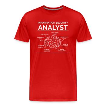 Analyste de la sécurité de l’information - T-shirt bio Premium Homme - rouge - Devant - Damien (186cm)