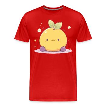 Mignon Chibi Kawaii Citron - Citron Mignon - T-shirt bio Premium Homme - rouge - Devant - Damien (186cm)