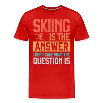 Skifahren ist die Antwort Lustiger Skifahrer - Männer Premium Bio T-Shirt - Rot - Vorne - Damien (186cm)
