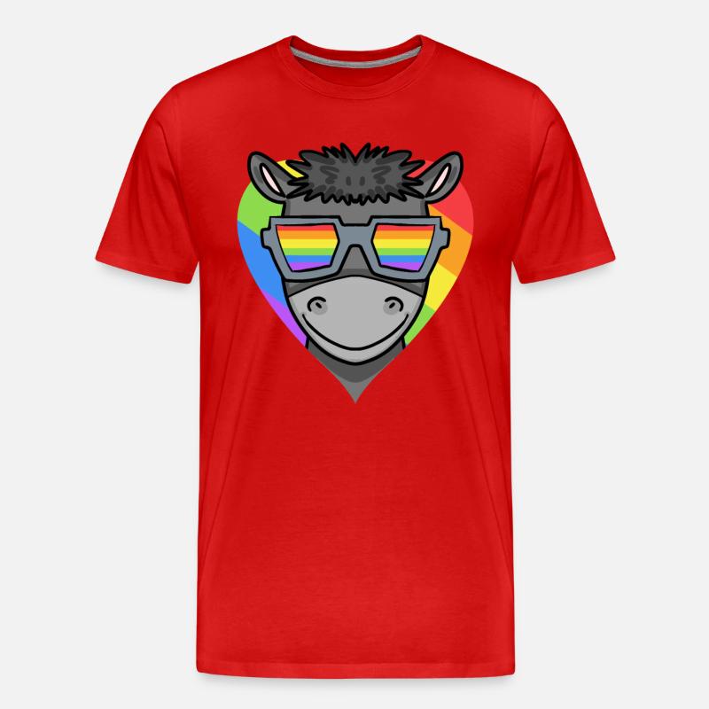LGBT Tier Esel Regenbogen - Männer Premium Bio T-Shirt - Rot