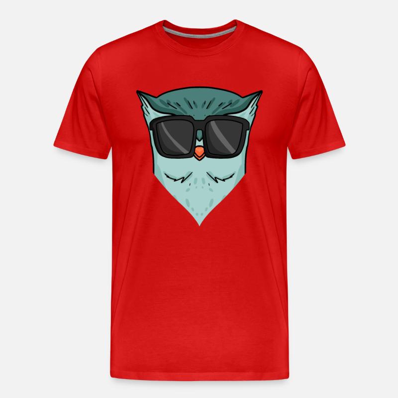 Coole Eule mit Sonnenbrille - Männer Premium Bio T-Shirt - Rot
