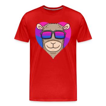 Cadeau d’alpaga bisexuel - T-shirt bio Premium Homme - rouge - Devant - Damien (186cm)