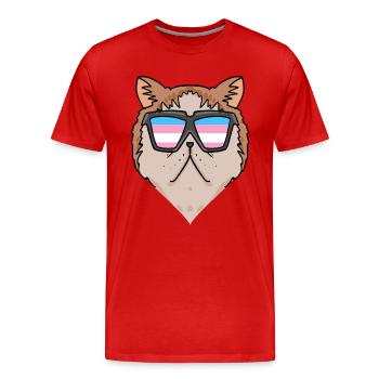 Transgenre Transsexuel Exotique Shorthair Cat - T-shirt bio Premium Homme - rouge - Devant - Damien (186cm)