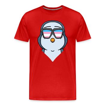 Cadeau pingouin transsexuel transgenre - T-shirt bio Premium Homme - rouge - Devant - Damien (186cm)