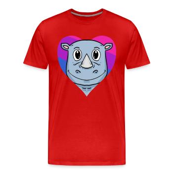 Cadeau rhinocéros bisexuel - T-shirt bio Premium Homme - rouge - Devant - Damien (186cm)