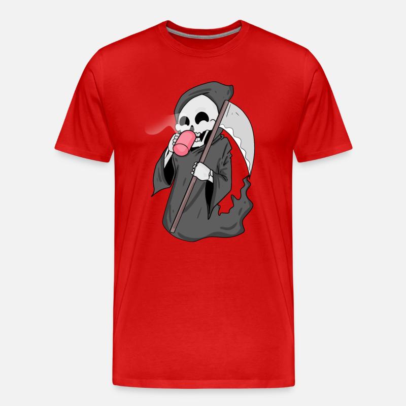 Sensenmann mit Kaffee - Männer Premium Bio T-Shirt - Rot