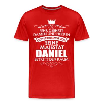 DANIEL - Majestät - Männer Premium Bio T-Shirt - Rot - Vorne - Damien (186cm)