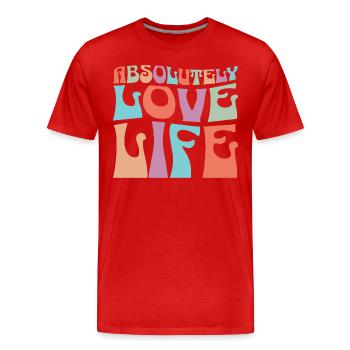 J'Aime Absolument Ma Vie Citation Positive - T-shirt bio Premium Homme - rouge - Devant - Damien (186cm)
