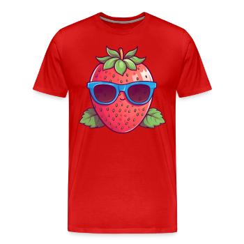 Cool kawaii strawberry: fruity trendsetter - Men's Premium Organic T-Shirt - red - Front - Damien (186cm)
