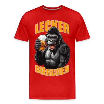 Lecker Bierchen X Gorilla mit Bier lustiges - Männer Premium Bio T-Shirt - Rot - Vorne - Damien (186cm)