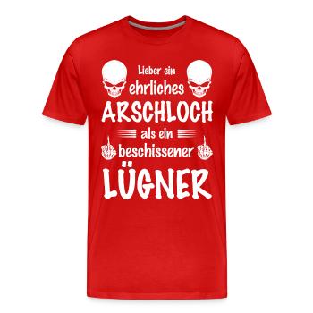 Lieber ein ehrliches Arschlich als ein Lügner - Männer Premium Bio T-Shirt - Rot - Vorne - Damien (186cm)