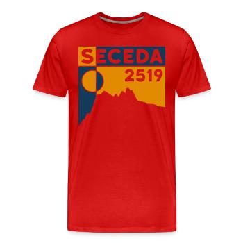Seceda Dolomites - T-shirt bio Premium Homme - rouge - Devant - Damien (186cm)