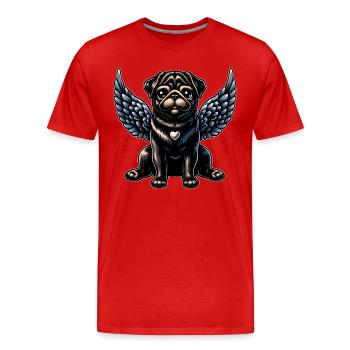Cute Pug Angel Gothic Baroque Style - Men's Premium Organic T-Shirt - red - Front - Damien (186cm)