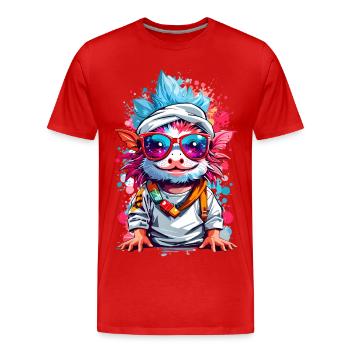 Coole Axolotl - Männer Premium Bio T-Shirt - Rot - Vorne - Damien (186cm)