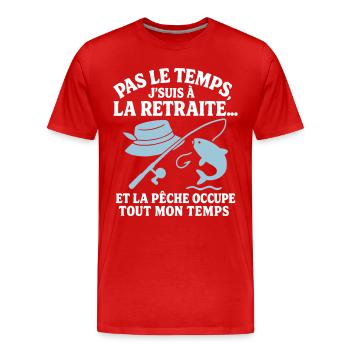 Retraite & pêche - T-shirt bio Premium Homme - rouge - Devant - Damien (186cm)