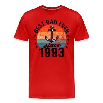 Bester Papa der Welt seit 1993 Anker - Männer Premium Bio T-Shirt - Rot - Vorne - Damien (186cm)
