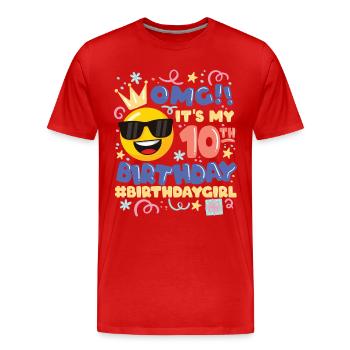 Omg! c’est mon émoticône de fille de 10e anniversaire - T-shirt bio Premium Homme - rouge - Devant - Damien (186cm)