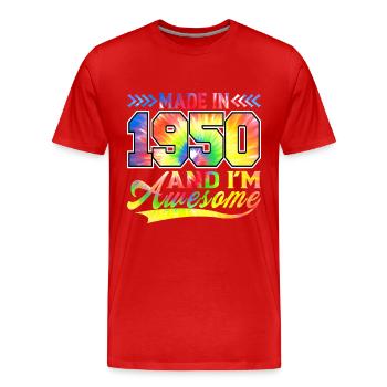 Fabriqué en 1950 et je suis un spectre de couleurs génial - T-shirt bio Premium Homme - rouge - Devant - Damien (186cm)