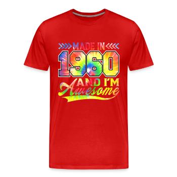 Fabriqué en 1960 et je suis génial spectre de couleurs - T-shirt bio Premium Homme - rouge - Devant - Damien (186cm)