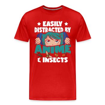 Easily distracted by anime | Anime lovers | - Men's Premium Organic T-Shirt - red - Front - Damien (186cm)