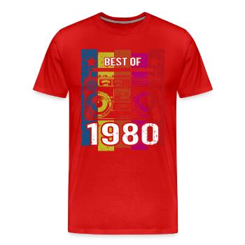 Meilleur de 1980 Stéréo Radio Cassette Player - T-shirt bio Premium Homme - rouge - Devant - Damien (186cm)