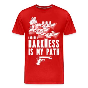 Gangster Les ténèbres sont ma voie - T-shirt bio Premium Homme - rouge - Devant - Damien (186cm)