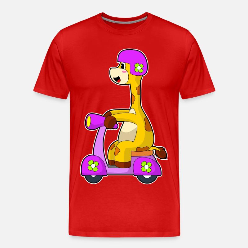 Giraffe Motorroller - Männer Premium Bio T-Shirt - Rot