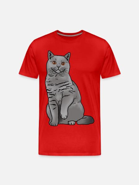 Britisch Kurzhaar Katze - Männer Premium Bio T-Shirt - Rot
