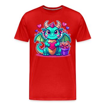 Farbenfroher Drache - Männer Premium Bio T-Shirt - Rot - Vorne - Damien (186cm)