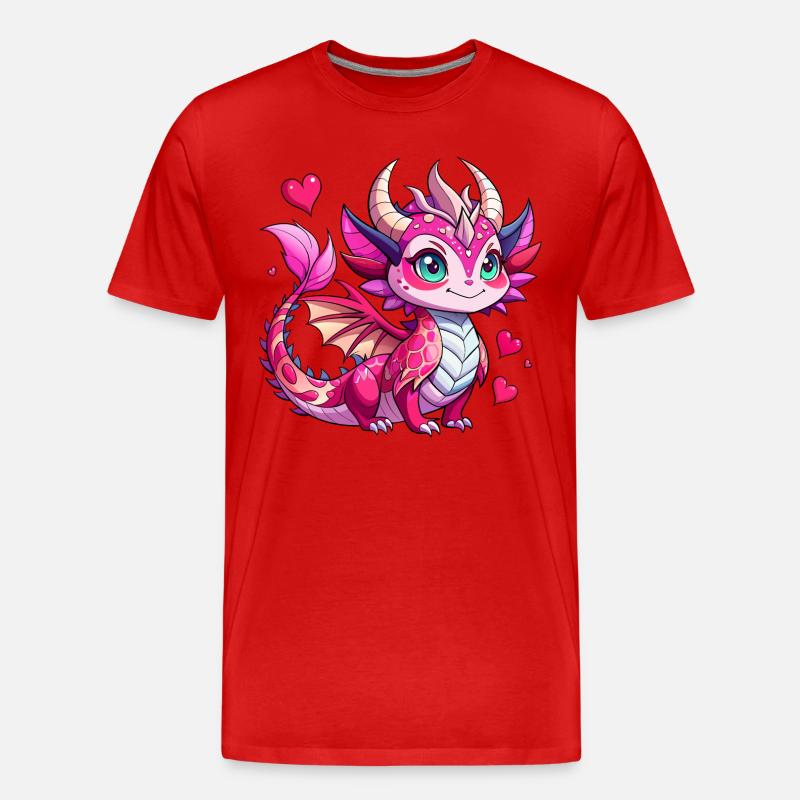 Farbenfroher Drache - Männer Premium Bio T-Shirt - Rot