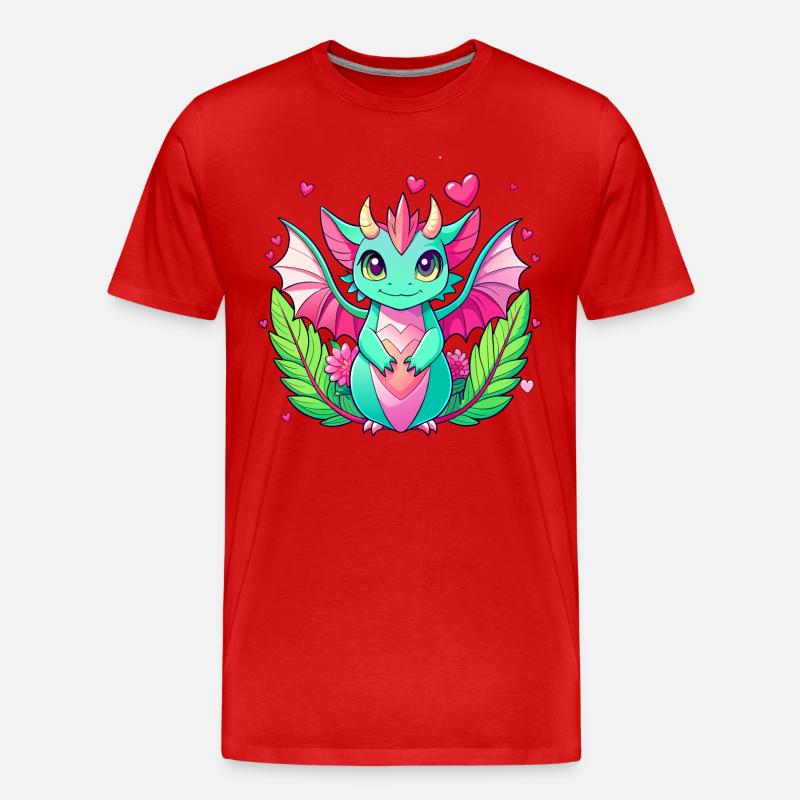 Farbenfroher Drache - Männer Premium Bio T-Shirt - Rot