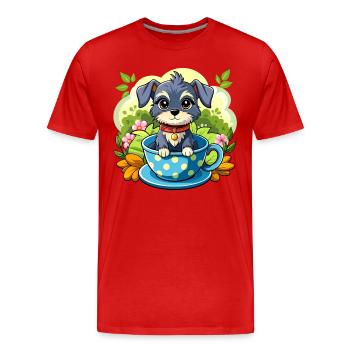 Hund in der Tasse - Männer Premium Bio T-Shirt - Rot - Vorne - Damien (186cm)
