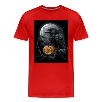 Halloween Geschenk Frauen Krähe Männer Kinder Deko - Männer Premium Bio T-Shirt - Rot - Vorne - Damien (186cm)