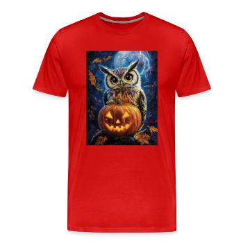 Halloween Geschenk Frauen Eule Männer Kinder Deko - Männer Premium Bio T-Shirt - Rot - Vorne - Damien (186cm)