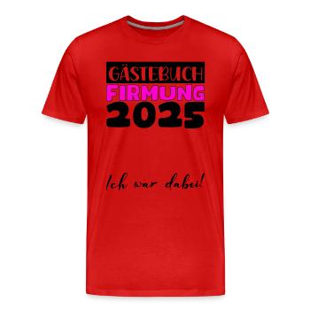 Confirmation 2025 livre d'or cadeau filles garçons - T-shirt bio Premium Homme - rouge - Devant - Damien (186cm)