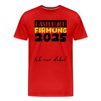 Confirmation 2025 livre d'or cadeau filles garçons - T-shirt bio Premium Homme - rouge - Devant - Damien (186cm)