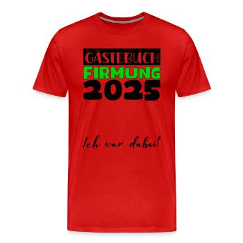 Confirmation 2025 livre d'or cadeau filles garçons - T-shirt bio Premium Homme - rouge - Devant - Damien (186cm)