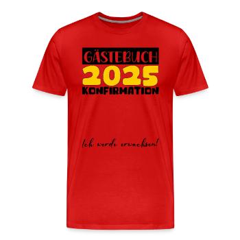 Confirmation 2025 Guestbook Decoration Girls Boys - Men's Premium Organic T-Shirt - red - Front - Damien (186cm)