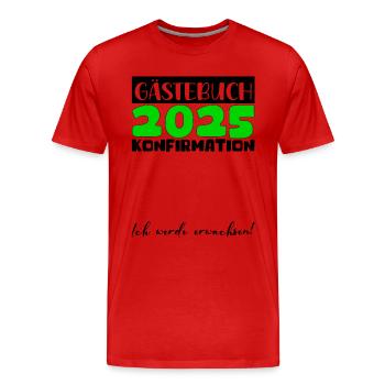 Confirmation 2025 Guestbook Decoration Girls Boys - Men's Premium Organic T-Shirt - red - Front - Damien (186cm)