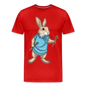 Hase Dart Dartpfeil - Männer Premium Bio T-Shirt - Rot - Vorne - Damien (186cm)