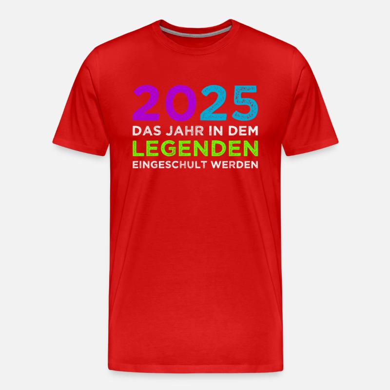 Schulkind 2025 Junge Mädchen Einschulung 2025 Deko - Männer Premium Bio T-Shirt - Rot