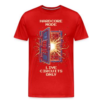 Hardcore: Nur unter Spannung | Elektriker - Männer Premium Bio T-Shirt - Rot - Vorne - Damien (186cm)
