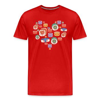 Sushi Herz Sushi-liebhaber Japan Japanisches Essen - Männer Premium Bio T-Shirt - Rot - Vorne - Damien (186cm)