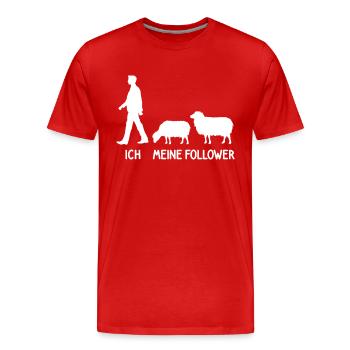 Ich Meine Follower Schaf Hirte Landwirt Bauer - Männer Premium Bio T-Shirt - Rot - Vorne - Damien (186cm)