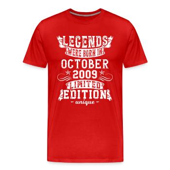 Geburtstag Oktober 2009 Jahr Limited Edition - Männer Premium Bio T-Shirt - Rot - Vorne - Damien (186cm)