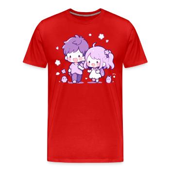 Amour fraternel - Design sincère pour la famille - T-shirt bio Premium Homme - rouge - Devant - Damien (186cm)