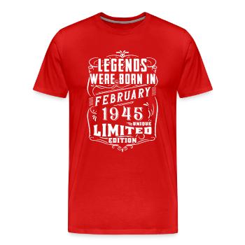 Birthday February 1945 Year Limited Edition - Men's Premium Organic T-Shirt - red - Front - Damien (186cm)